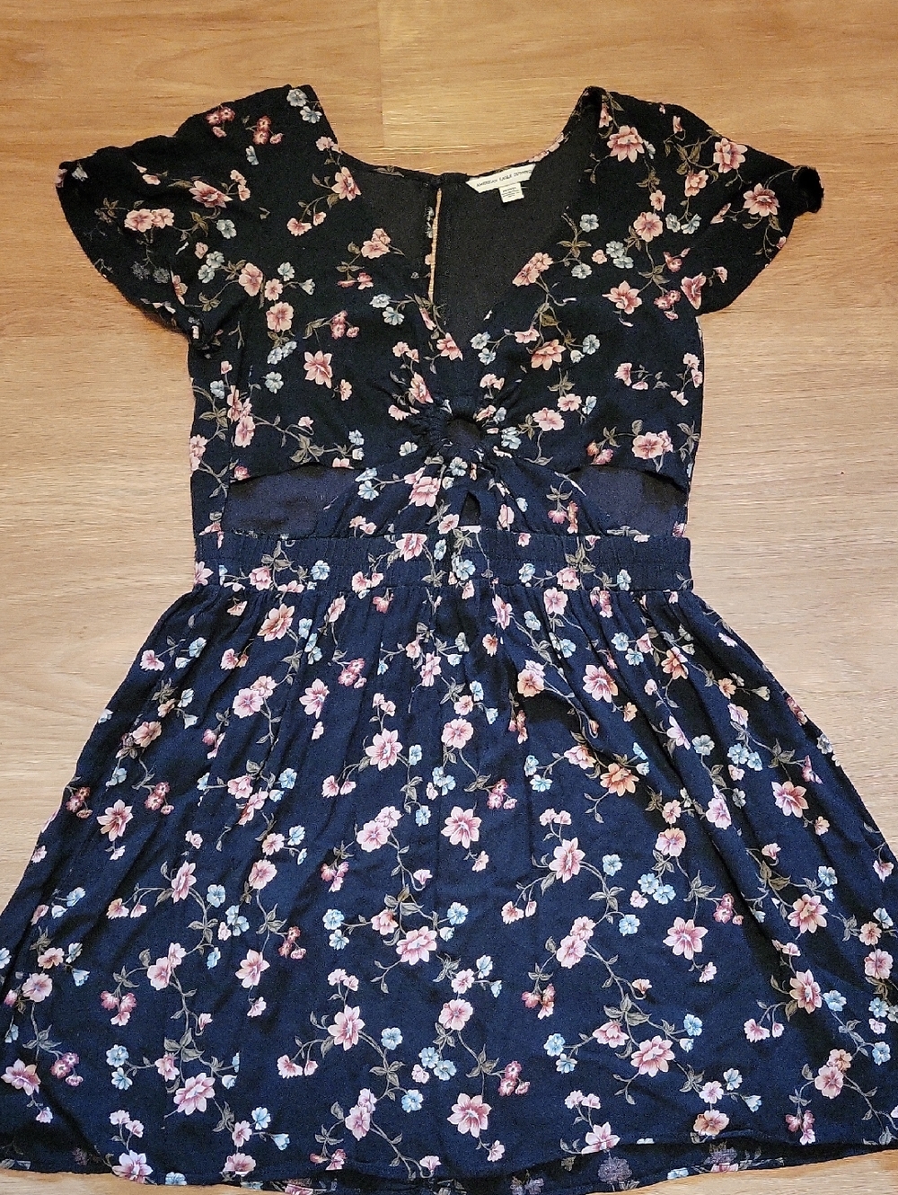 American Eagle Outfitters Navy Floral  Dress With Cutouts